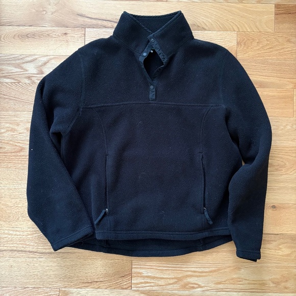 Vintage women's LL Bean black snap button fleece - Picture 1 of 4